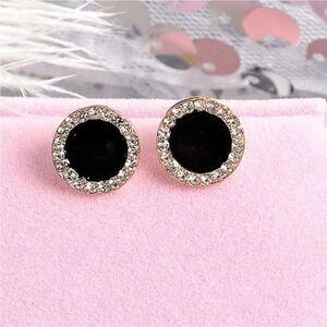 Black Rhinestone Stud Earrings